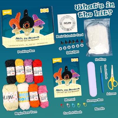 HEJIN Crochet Kit for Beginners, 6PCS Crochet Animal Kit for Adults Kids,  Crochet Kits Include Videos Tutorials, Beginner Yarn, Eyes, Stuffing