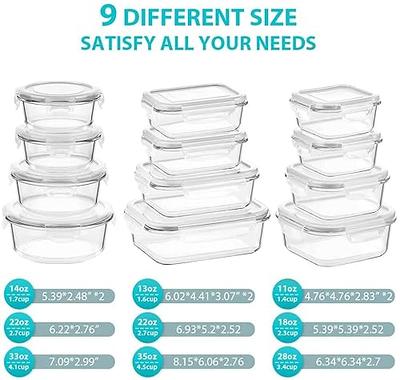 HOMBERKING Large Glass Meal Prep Containers, [5 Pack, 36oz | 4.5cups] Glass  Food Storage Containers with Lids, Airtight Glass Bento Boxes, BPA Free 