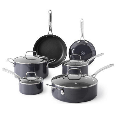 Martha Stewart Delaroux 10-Piece Stainless Steel Cookware Set w/ Ceram