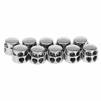 50pcs Spring Cord Lock Cord End Fastener Double Holes Toggle Stoppers Sliders - Black - 50pcs