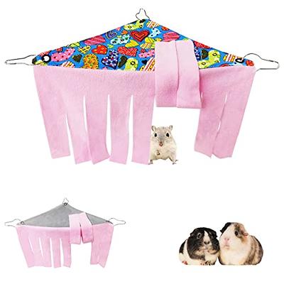 GINDOOR 4 Pieces Guinea Pig Corner Hideout, Small Animal Cage Decoration,  Fleece Forest Corner Curtain Hanging Peekaboo Toys Cage Accessories Spiral