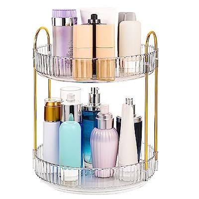 Lyellfe 2 Tier Bamboo Makeup Organizer, Bathroom Counter Organizer with  Drawer, Multi-purpose Cosmetic Perfume Display Stand for Skincare,  Lipstick
