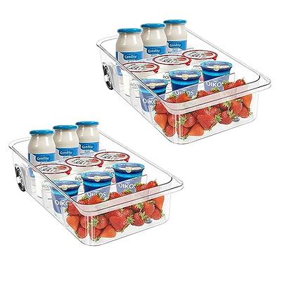 MineSign 2Pack Roll Out Fridge Caddy Pull Out Drawer Storage Bins with  Wheels Refrigerator Organizer Bins with Handles Divided Rolling Tray for  Snack