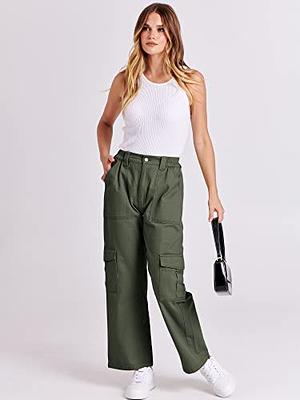 Cargo Pants for Women Casual Going Out High Waist Loose Fit Trousers Stretch  Wide Leg Teen Girls Pants with Pockets, Army Green, Small : :  Clothing, Shoes & Accessories