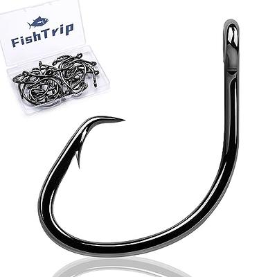 FishTrip Circle Hooks Saltwater for Catfish - 25pcs Offset 3X