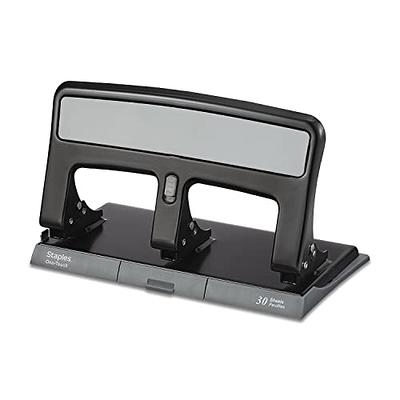 3 Hole Heavy Duty Paper Punch, 40 Sheet Capacity, Adjustable, Black