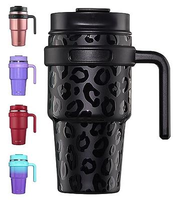 RTIC 40 oz Road Trip Tumbler Double-Walled Insulated Stainless Steel Portable Travel Coffee Mug Cup with Lid, Handle and Straw, Salmon