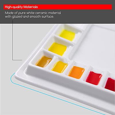 8 inch Porcelain Watercolor Palette, Mixing Ceramic Watercolor Palette, Mixing Tray Paint Palett for Watercolor Gouache Acrylic Oil Painting 13-Well