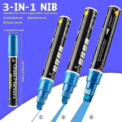 Fine Tip Chalk Markers - Pack of 10 Neon Color Pens - Non Toxic Wet Erase Chalkboard Window Glass Pen - 3mm Reversible Bullet & Chisel Nib