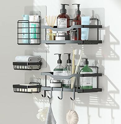 PHANCIR 5 PCS Corner Shower Caddy Shower Organizer, 2 Tier Self-Adhesive Bathroom  Organizer Shower Caddy Basketwith Soap & Toothbrush Holder, Wall Mounted  Rustproof Stainless Steel Shower Rack 