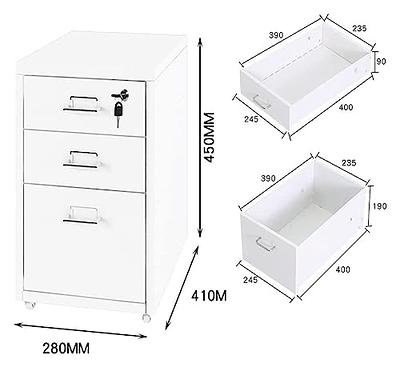 URTR Black 3-Drawer Mobile File Cabinet, Under Desk Metal Rolling