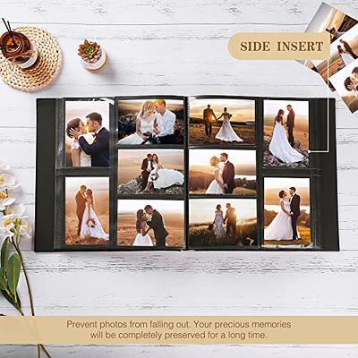 Photo Album 4 x 6 600 Pockets Photos, Black Leather Cover, Extra Large Capacity Wedding Baby Anniversary Valentines Picture Albums Holds 600