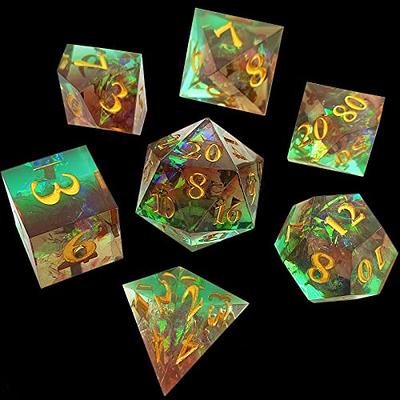 OUKELANWO Lord of the Rings Magic Resin DND Dice Set D&D, Green