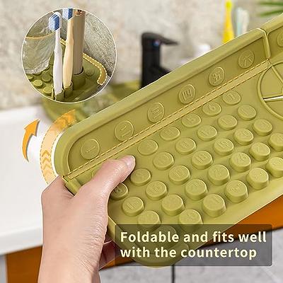 Kitchen Faucet Silicone Drain Mat, Sink Splash Guard, Foldable