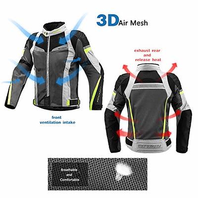 AirTrek Mens Mesh Motorcycle Touring Waterproof Rain Armor Biker Jacket