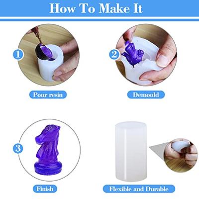 6pcs Chess Mold for Resin, Resin Chess Mold 3D Silicone, 3D Chess Board Resin  Molds Flexible