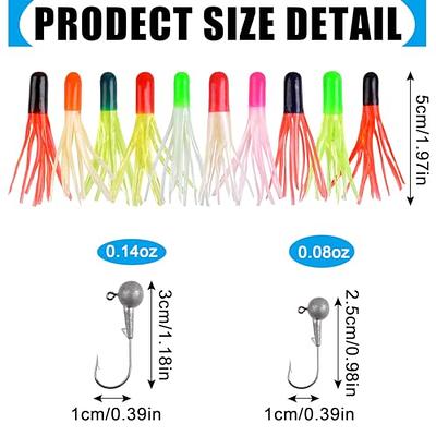 50Pcs Crappie Jigs Lure Set 2 inch Crappie Bait Crappie Jig Heads Hooks  Fishing Lures for Crappie A:10pcs 1/16 oz jigs and 40pcs lures