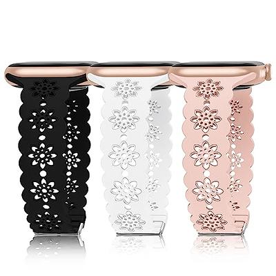 6 Packs Cartoon Engraved Bands Compatible with Apple Watch Band 40mm 38mm  44mm 45mm 49mm 42mm Women, Designer Silicone Cute Soft Strap for Apple  Watch