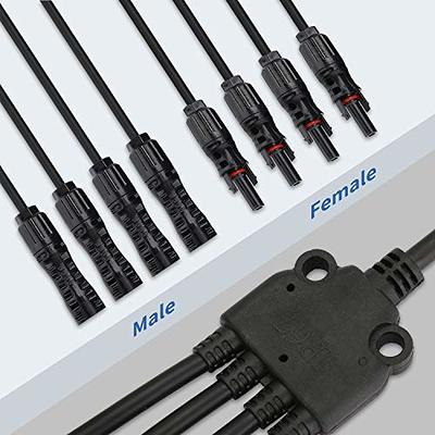 BougeRV Solar Y Branch Connectors Extra Long Solar Panel Parallel  Connectors 1 to 4 Solar Cable Wire Plug Tool Kit (M/FFFF and F/MMMM)