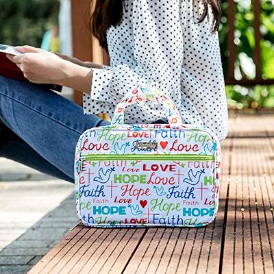 Bible Cover Bag/Book Cover Case Quotes Cotton Pattern with Bible Tabs  Bookmarks and Handle Fits for Standard Size Study Bible 10.2×2.5×7.5”, Gift  for