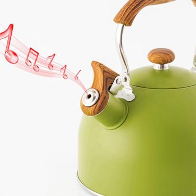 85 OZ / 2.5 Liter Tea Kettle for Stove Top Whistling Tea Kettle Stainless  Steel Electric Tea Kettle Modern Tea Pots with Wood Pattern Handle for Milk