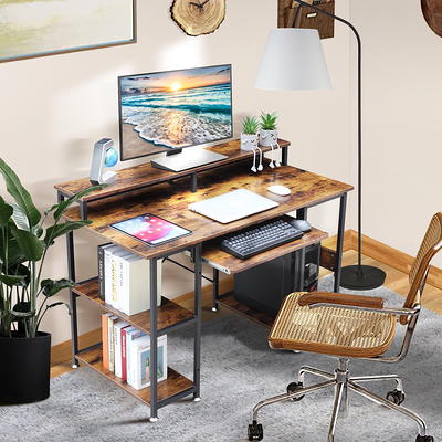 Tribesigns Computer Desk with 5 Drawers, Home Office Desks with Reversible  Drawer Cabinet Printer Stand, Industrial PC Desk with Storage, Rustic Study Writing  Table Workstation for Small Spaces - Yahoo Shopping