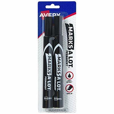 Avery Marks A Lot Regular Desk-Style Permanent Marker, Chisel Tip, Black, 24-Pack