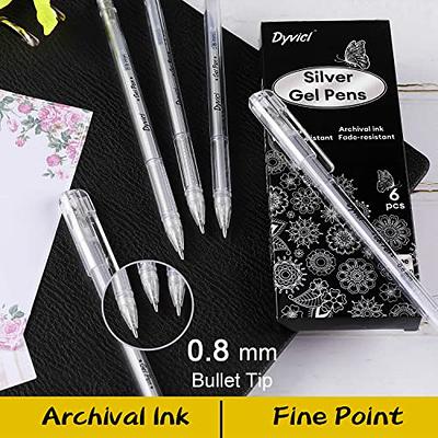 Brusarth White Gel Pen Set - 0.8 mm Extra Fine Point Pens Gel Ink Pens for Black Paper Drawing, Sketching, Illustration, Card Making, Bullet