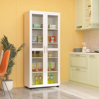 FUFU&GAGA Glass Doors Large Pantry Kitchen Cabinet Buffet with 4