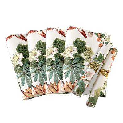 U'Artlines 6pcs Placemat, Floral Elegant Vinyl Non-Slip Insulation