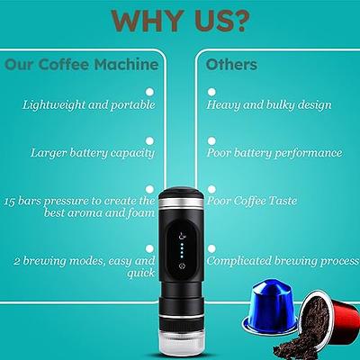 KuroShine Portable Coffee Maker for Compact & Fast Coffee on-the-go: Mini  Espresso Machine, Portable Espresso Maker, Portable Battery Operated Coffee  Maker for Travel or Camping Outdoor Use in the Car 