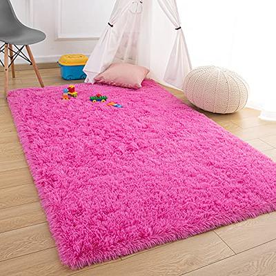 Soft Modern Pink Rugs Shaggy Fluffy Living Room Plush Carpets For Children  Bedroom Bed Floor Foot Mats Nursery Kids Play Rugs