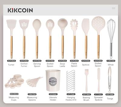 33 PCS Silicone Cooking Utensils Set, Kikcoin Wood Handle Kitchen Utensils  Set with Holder, Spatulas Silicone Heat Resistant Cooking Gadgets for  Nonstick Cookware, Creamy Pink - Yahoo Shopping