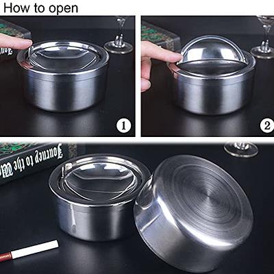 Ashtray, Outdoor Ashtray with Lid, Stainless Steel Home Ash Tray Set for  Cigarettes, Cool Ashtray 