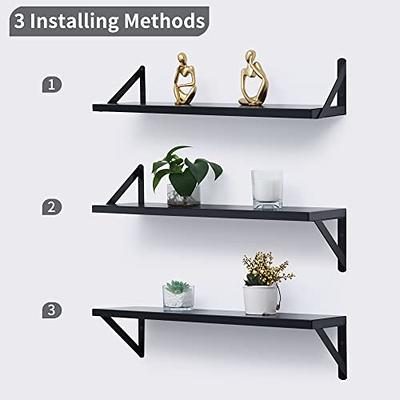 Black Floating Shelves, Modern Wall Mounted Storage Shelves Set of