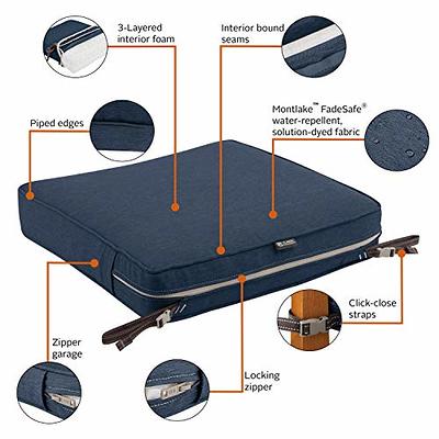 21 x 21 x 3 Montlake FadeSafe Square Patio Dining Seat Cushion Set - Heather Indigo Blue - Classic Accessories