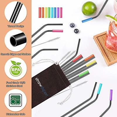 12 Inch Colorful Stainless Steel Straws, 8pcs Ultra Long Reusable Rainbow  Metal