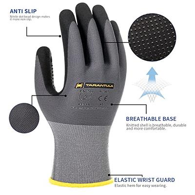 LOCCEF Work Gloves MicroFoam Nitrile Coated-6 Pairs,Seamless Knit Nylon  Gloves,Gray Work gloves