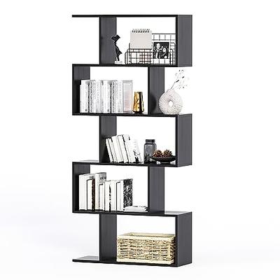 Dextrus Modern S Shaped Bookshelf 5-Tier Bookshelf Z-Shelf Bookshelves Wood  Bookshelf, Display Storage Shelf Freestanding Decorative Storage Shelving