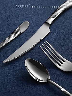 Stainless Steel Cutlery Set, 16piece Modern Flatware Silverware Set Black