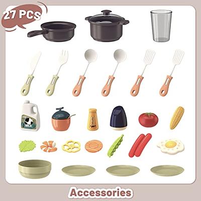 deAO Kids Kitchen Playset Toy 26 PCS Play Food Sets for Kids Kitchen Cooking  Set with Play Pots Pans Kettle Stove Kitchenware and Pretend Food Toy Kitchen  Accessories for Girls Boys 