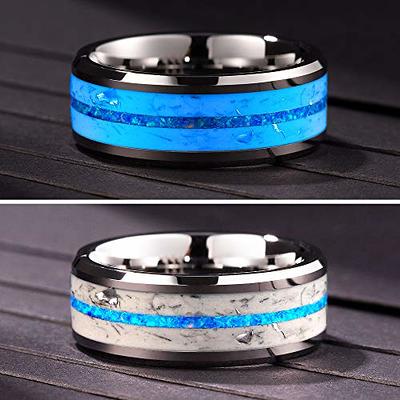 THREE KEYS JEWELRY Men Wedding Bands 8mm Silver Blue Stars Color Stone  Luminous Glowing Tungsten Polished Flat Viking Carbide Ring With Jewelry  Infinity Unique for Him/Customized Rings/Personlized Rings 10 - Yahoo  Shopping