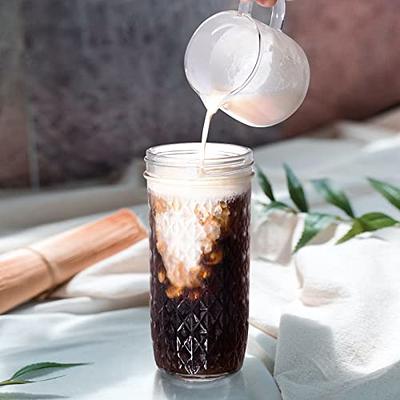 Glass Cups with Lids and Straws 4Pcs[Coffee Accessories Gifts],16Oz Iced  Coffee