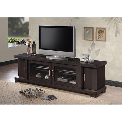 Baxton Studio Viveka 70 Inch Dark Brown Wood TV Cabinet with 2