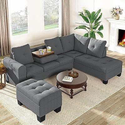 Two Seater Modular Sectional Sofa Linen Fabric Sofa Couch with