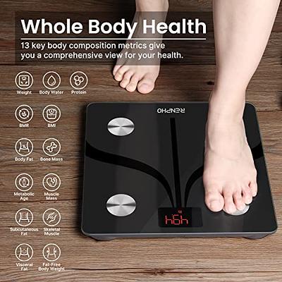 RENPHO Digital Body Weight Scale, Smart Scale for Weight, Body Fat, BMI,  Body Composition Monitor Health Analyzer with Smartphone App Sync with  Bluetooth, 396 lbs White 