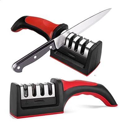 Knife Sharpeners, Best 4 in 1 Manual Kitchen Knives & Scissor Sharpeners, 4  - Stage Knife Sharpening System with Diamond Steel, Ceramic Stone