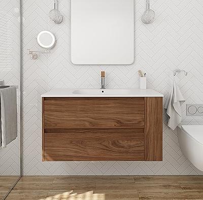 P PURLOVE 36 Modern Bathroom Vanity with Ceramic Basin Sink, Combo Cabinet  Under-Mount Sink,Bathroom Storage Cabinet with Two Cabinets and 5