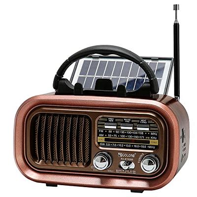Retro radio, vintage wave receiver with antenna portable sound