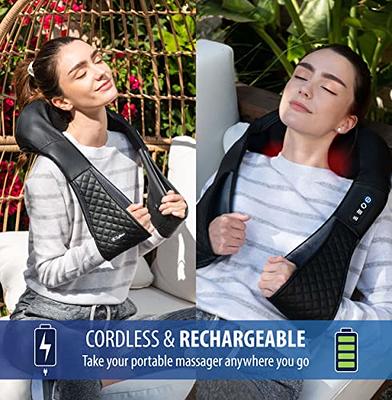 Back Massager with Heat, Rechargeable Cordless 3D Shiatsu Massager for Neck, Back, Shoulder & Leg Pain Relief Deep Tissue, Gifts for Men Women, Size